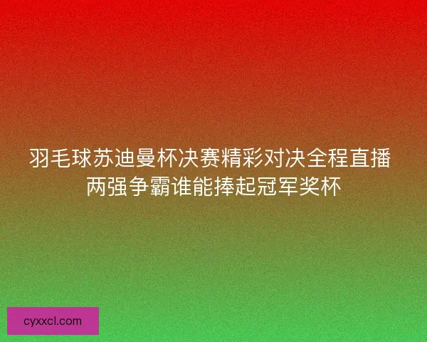 羽毛球苏迪曼杯决赛精彩对决全程直播 两强争霸谁能捧起冠军奖杯